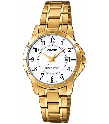 Reloj Casio De Pulso LTP-V004 · White Dial · Gold-Tone