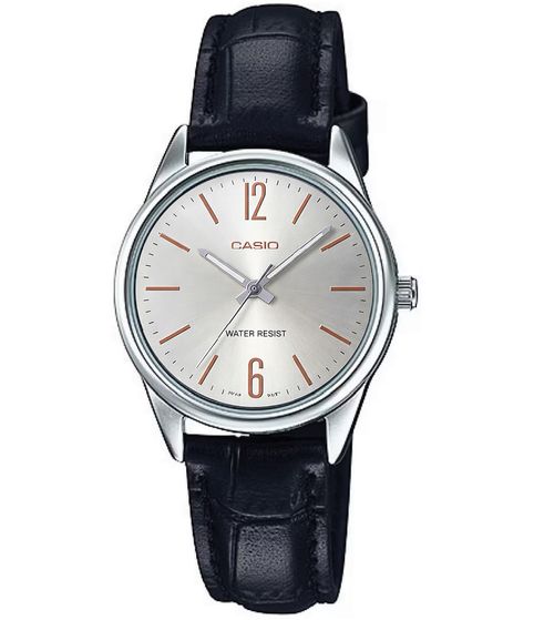 Reloj Casio De Pulso LTP-V005 · White Dial · Rose Gold Numerals