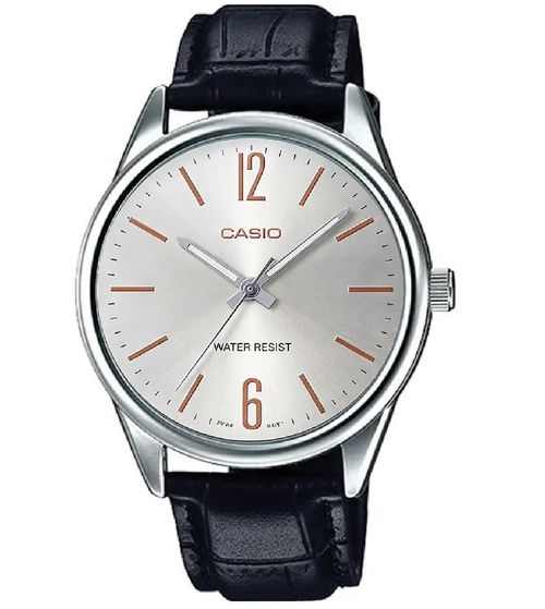 Reloj Casio De Pulso MTP-V005 · White Dial · Rose Gold Numerals