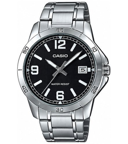 Reloj Casio De Pulso MTP-V004 · Black Dial · Index Markers