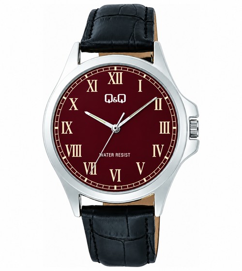Reloj Q&Q De Pulso Q-MPL025 · Burgundy Dial · Roman Numerals